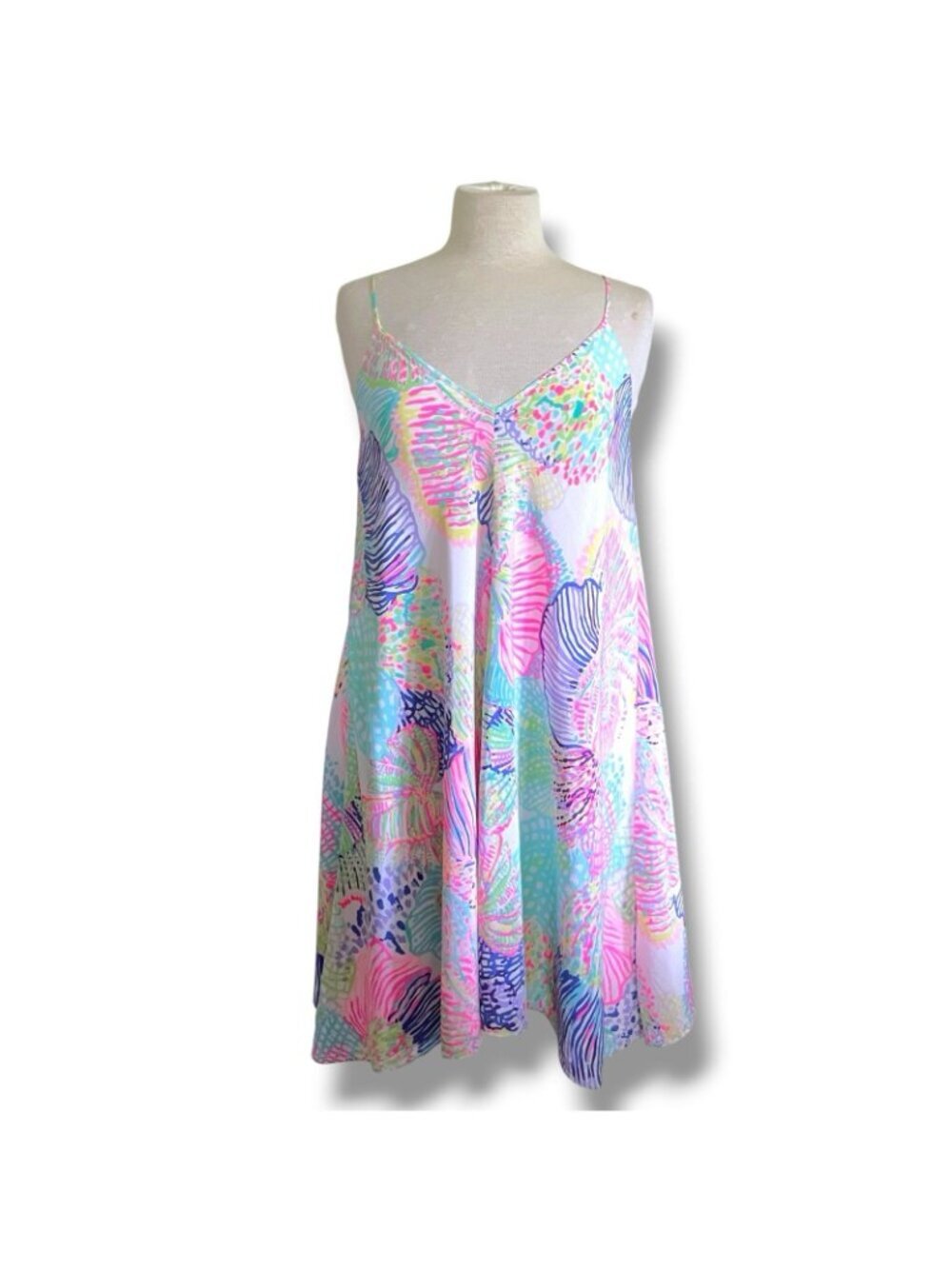 Lilly Pulitzer Clara Silk Slip Dress Small Roar of the Seas Shell Print Preppy - Picture 2 of 8